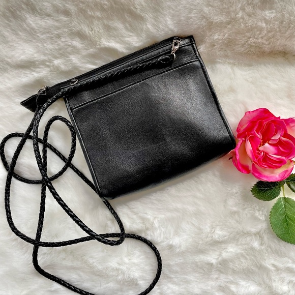 BRIGHTON Mini CROSSBODY BEADED PURSE Black w/multi colored front & Braided Strap - Picture 7 of 9